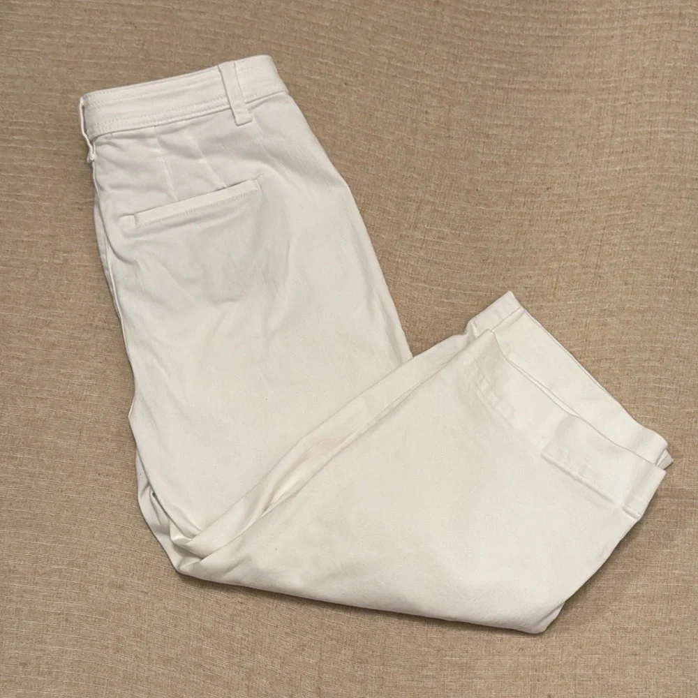 Talbots Women's White High Waist Wide Crop Pants‎